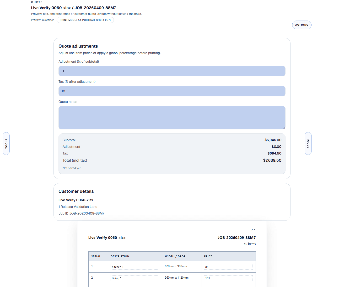 Commit promotes the reviewed staged rows into the live job.